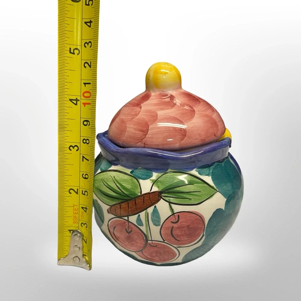 Tabletops Unlimited Fruita de Rosa Sugar Bowl Hand Painted‎ Ceramic 1994 Vintage